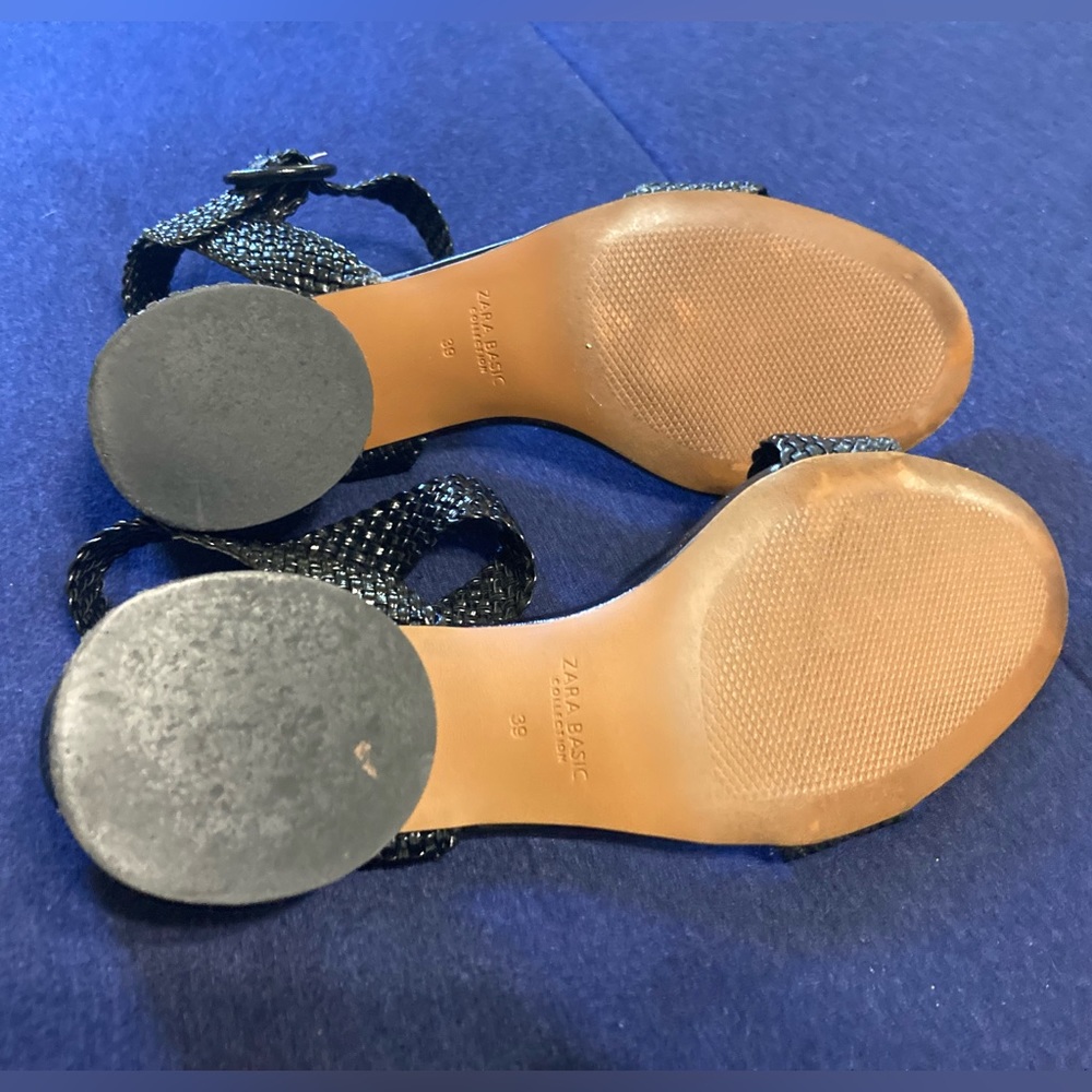 Zara Basic Collection Black Woven Platform Sandals - image 8